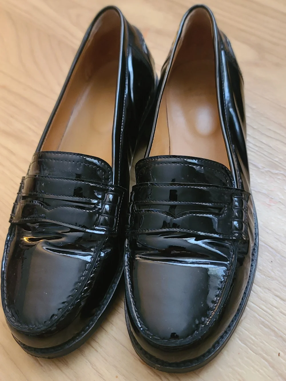Sezane Black Patent Leather Penny Loafers